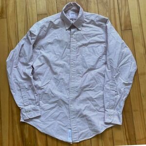 Brooks Brothers Original Polo Shirt Button Down Red Stripe Oxford Men 15 1/2 34